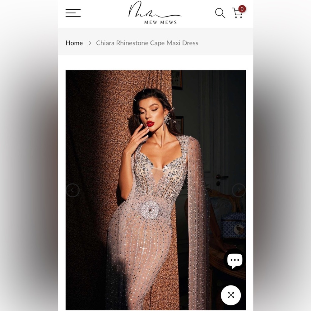 🔥Brand new 🔥Mew Mews Chiara Rhinestone Cape Maxi Dress - Sparkling Champagne - Picture 3 of 10